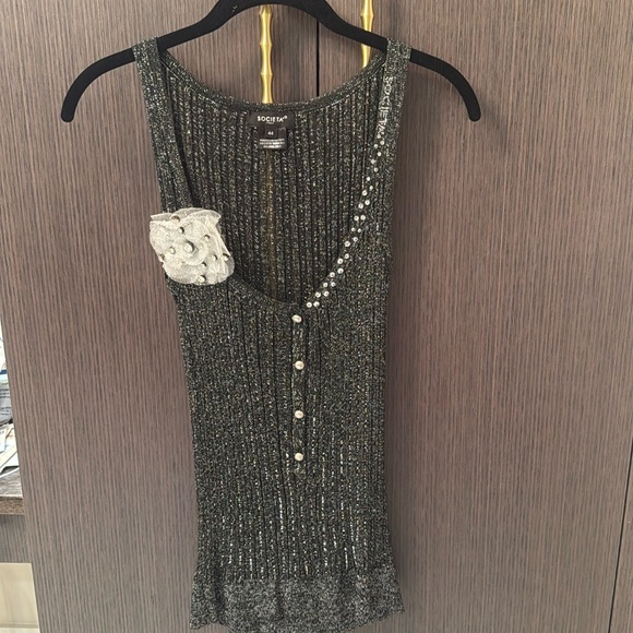 ✨💎Societa Metallic Silver/Black Top💎✨ - Picture 1 of 11